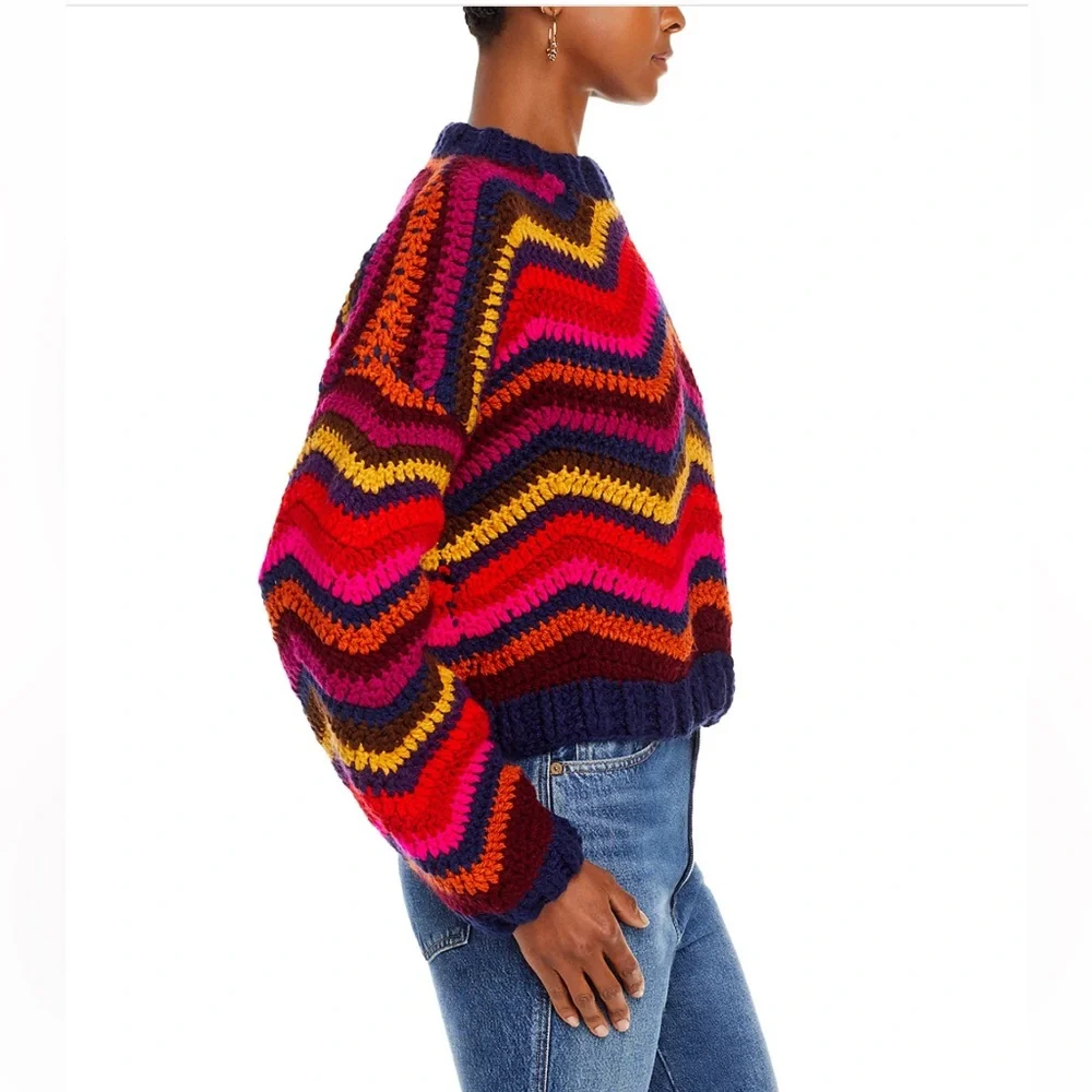 Farm Rio Colorful Waves Crochet Sweater XXS - Picture 4 of 11